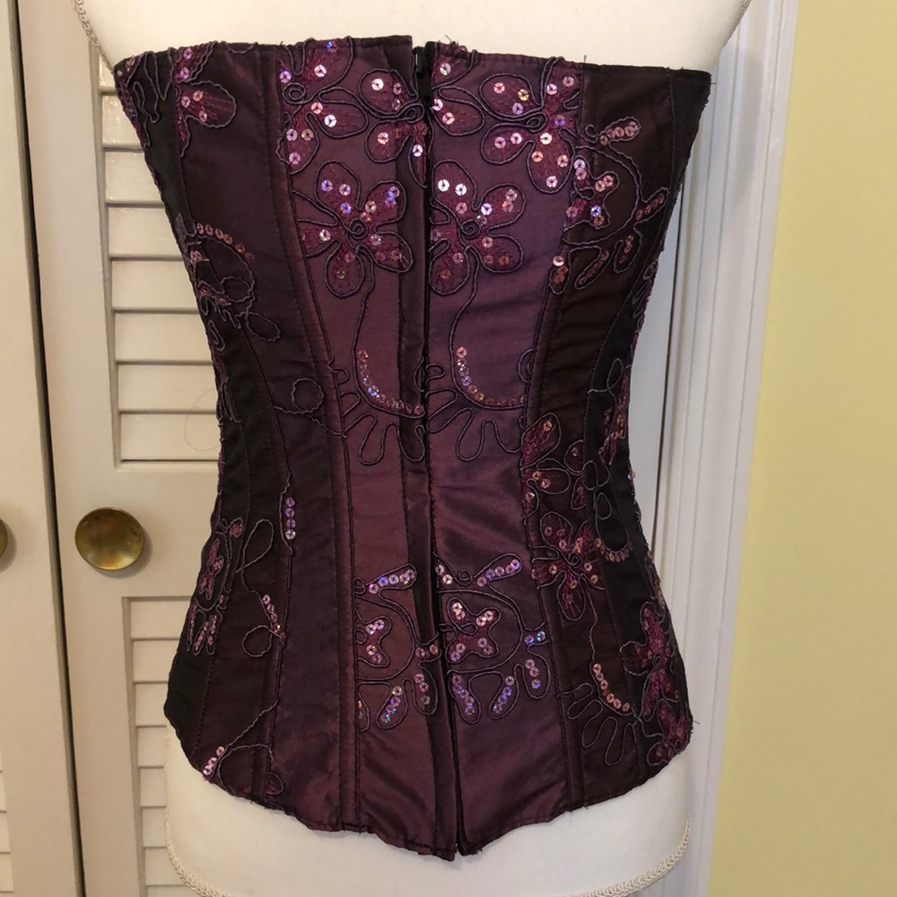 🔥 Gorgeous Sequin Purple Bustier Corset